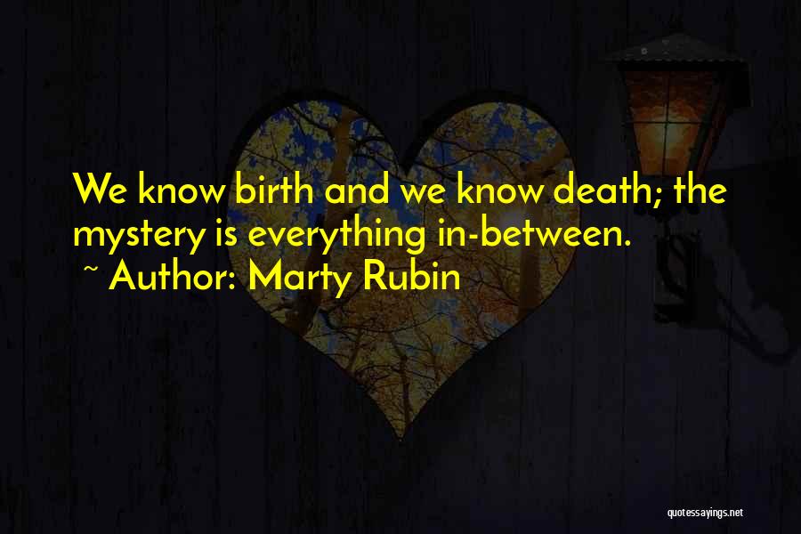 Marty Rubin Quotes: We Know Birth And We Know Death; The Mystery Is Everything In-between.
