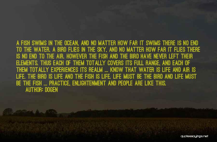 Dogen Quotes: A Fish Swims In The Ocean, And No Matter How Far It Swims There Is No End To The Water.