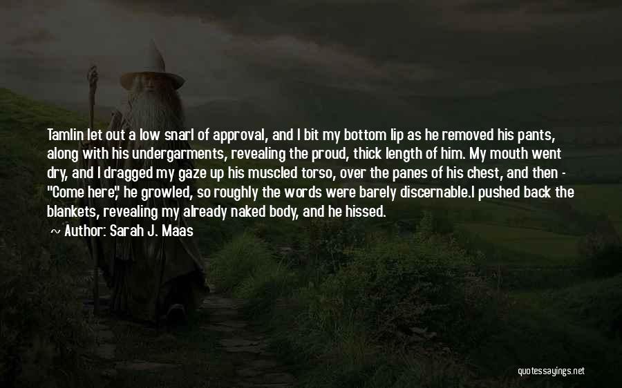 Sarah J. Maas Quotes: Tamlin Let Out A Low Snarl Of Approval, And I Bit My Bottom Lip As He Removed His Pants, Along