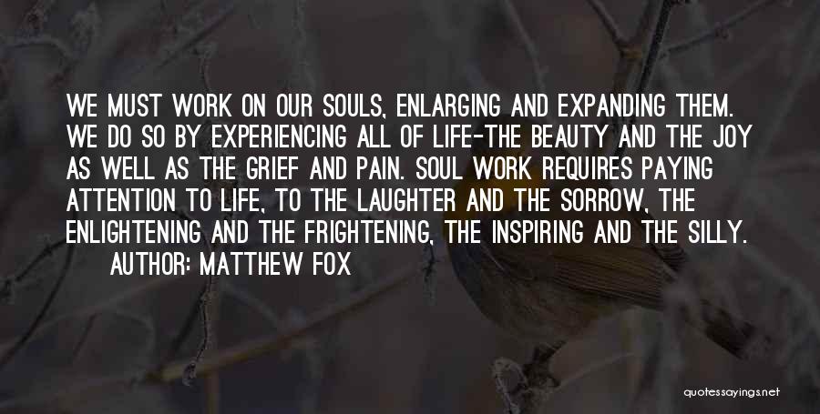 Matthew Fox Quotes: We Must Work On Our Souls, Enlarging And Expanding Them. We Do So By Experiencing All Of Life-the Beauty And