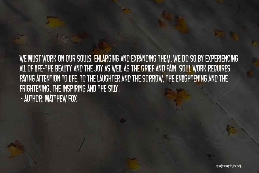 Matthew Fox Quotes: We Must Work On Our Souls, Enlarging And Expanding Them. We Do So By Experiencing All Of Life-the Beauty And