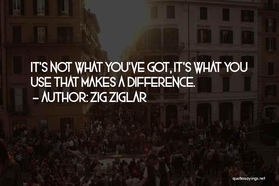 Zig Ziglar Quotes: It's Not What You've Got, It's What You Use That Makes A Difference.