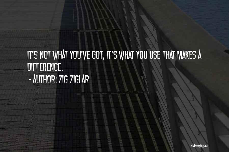 Zig Ziglar Quotes: It's Not What You've Got, It's What You Use That Makes A Difference.