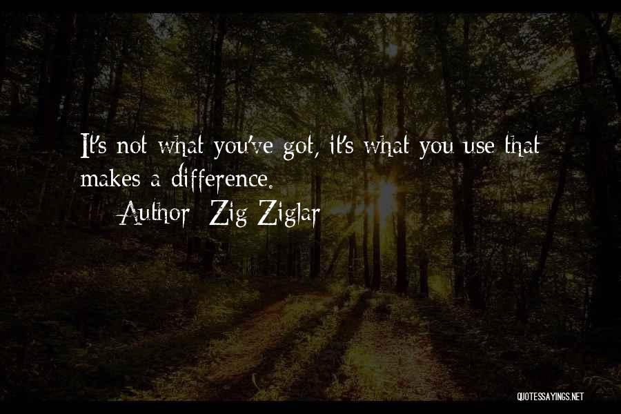 Zig Ziglar Quotes: It's Not What You've Got, It's What You Use That Makes A Difference.