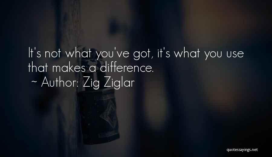 Zig Ziglar Quotes: It's Not What You've Got, It's What You Use That Makes A Difference.