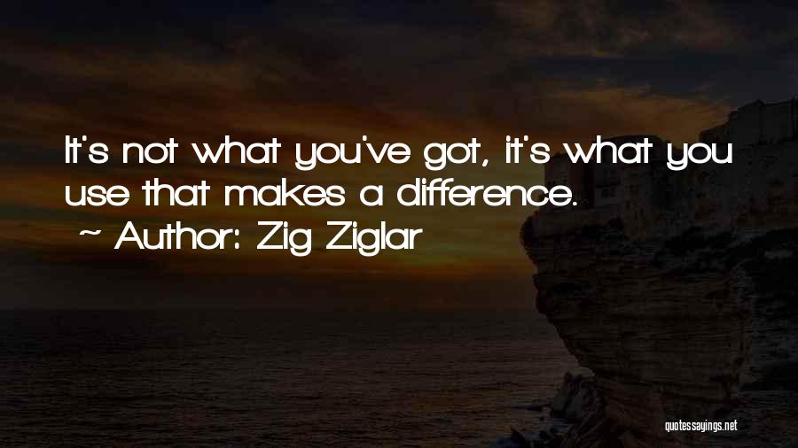 Zig Ziglar Quotes: It's Not What You've Got, It's What You Use That Makes A Difference.