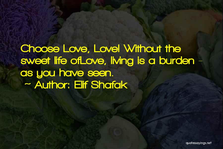 Elif Shafak Quotes: Choose Love, Love! Without The Sweet Life Oflove, Living Is A Burden - As You Have Seen.