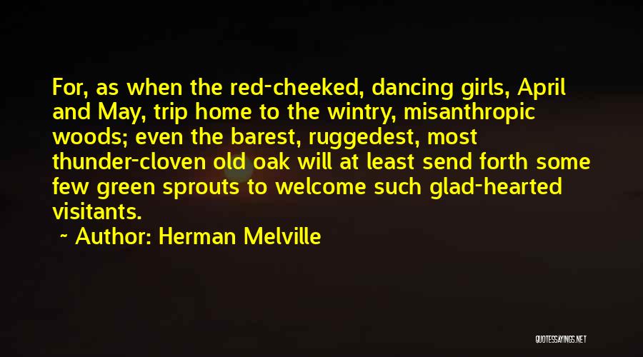 Herman Melville Quotes: For, As When The Red-cheeked, Dancing Girls, April And May, Trip Home To The Wintry, Misanthropic Woods; Even The Barest,