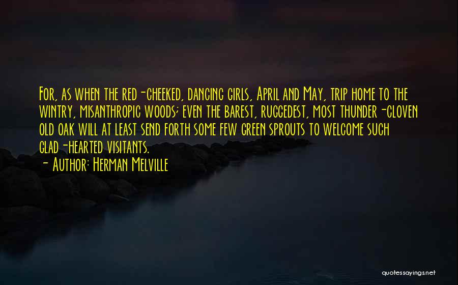 Herman Melville Quotes: For, As When The Red-cheeked, Dancing Girls, April And May, Trip Home To The Wintry, Misanthropic Woods; Even The Barest,
