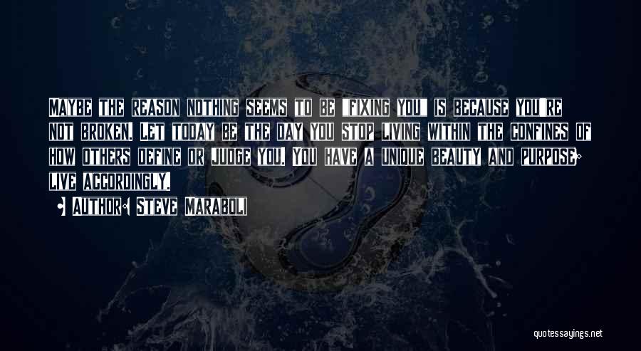 Steve Maraboli Quotes: Maybe The Reason Nothing Seems To Be Fixing You Is Because You're Not Broken. Let Today Be The Day You