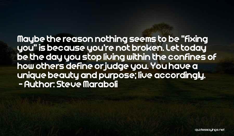 Steve Maraboli Quotes: Maybe The Reason Nothing Seems To Be Fixing You Is Because You're Not Broken. Let Today Be The Day You