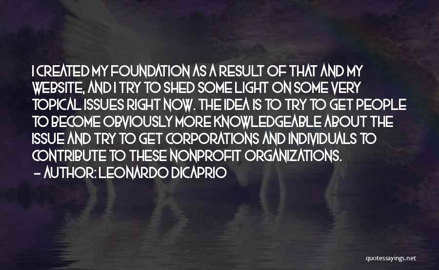 Leonardo DiCaprio Quotes: I Created My Foundation As A Result Of That And My Website, And I Try To Shed Some Light On