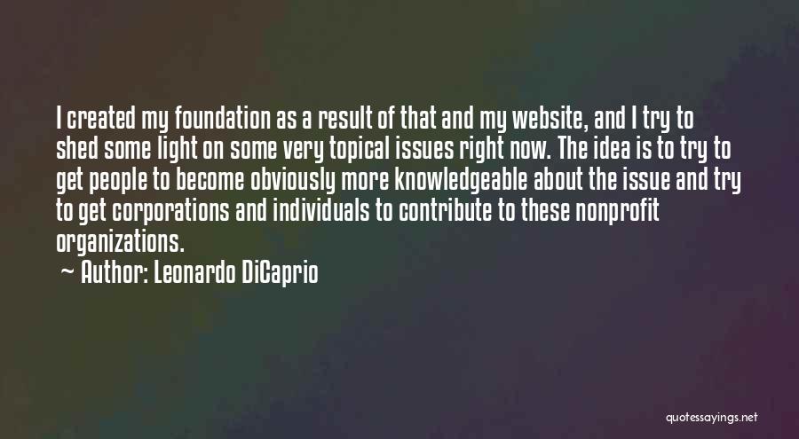 Leonardo DiCaprio Quotes: I Created My Foundation As A Result Of That And My Website, And I Try To Shed Some Light On