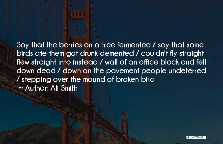 Ali Smith Quotes: Say That The Berries On A Tree Fermented / Say That Some Birds Ate Them Got Drunk Demented / Couldn't