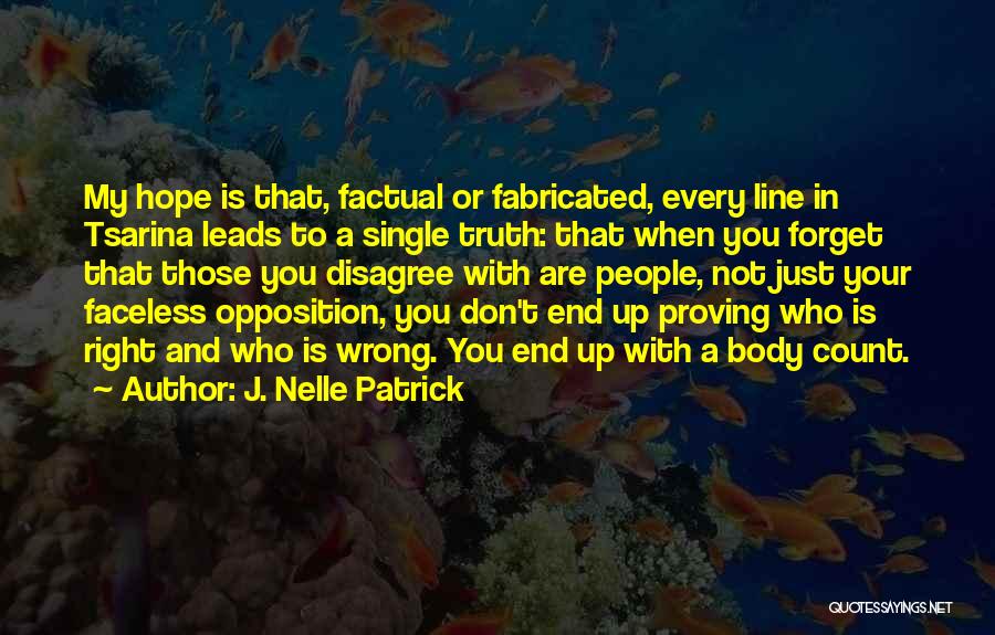 J. Nelle Patrick Quotes: My Hope Is That, Factual Or Fabricated, Every Line In Tsarina Leads To A Single Truth: That When You Forget