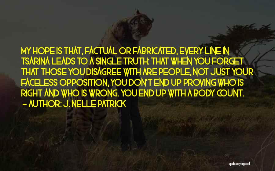 J. Nelle Patrick Quotes: My Hope Is That, Factual Or Fabricated, Every Line In Tsarina Leads To A Single Truth: That When You Forget