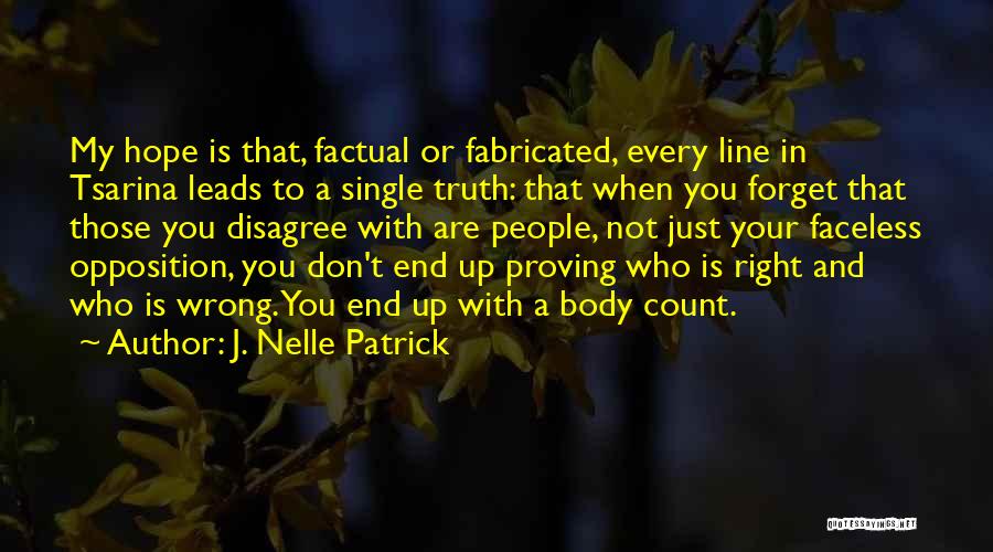 J. Nelle Patrick Quotes: My Hope Is That, Factual Or Fabricated, Every Line In Tsarina Leads To A Single Truth: That When You Forget