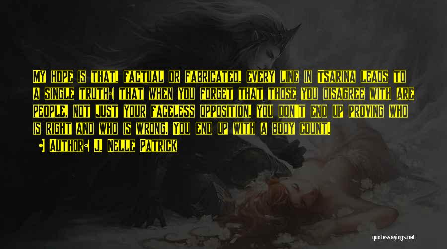 J. Nelle Patrick Quotes: My Hope Is That, Factual Or Fabricated, Every Line In Tsarina Leads To A Single Truth: That When You Forget