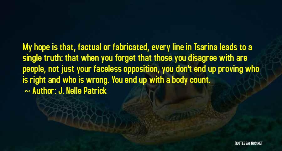 J. Nelle Patrick Quotes: My Hope Is That, Factual Or Fabricated, Every Line In Tsarina Leads To A Single Truth: That When You Forget
