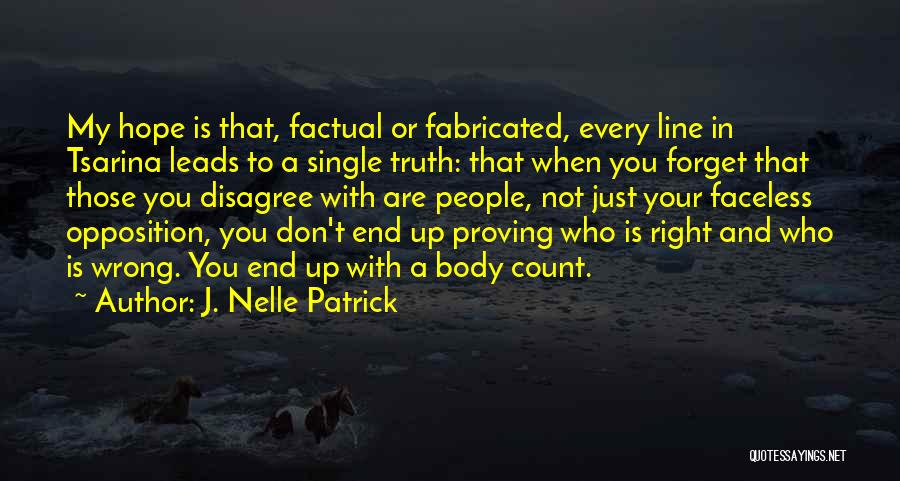 J. Nelle Patrick Quotes: My Hope Is That, Factual Or Fabricated, Every Line In Tsarina Leads To A Single Truth: That When You Forget