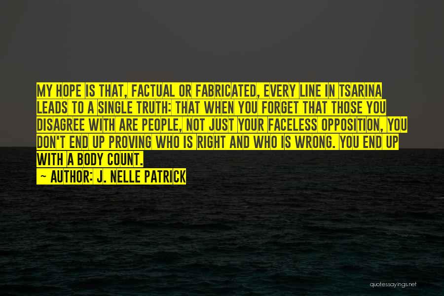 J. Nelle Patrick Quotes: My Hope Is That, Factual Or Fabricated, Every Line In Tsarina Leads To A Single Truth: That When You Forget