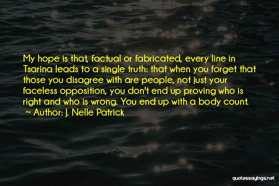 J. Nelle Patrick Quotes: My Hope Is That, Factual Or Fabricated, Every Line In Tsarina Leads To A Single Truth: That When You Forget