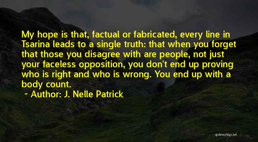 J. Nelle Patrick Quotes: My Hope Is That, Factual Or Fabricated, Every Line In Tsarina Leads To A Single Truth: That When You Forget