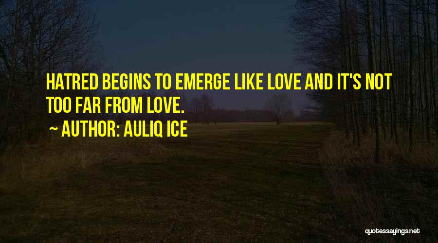 Auliq Ice Quotes: Hatred Begins To Emerge Like Love And It's Not Too Far From Love.