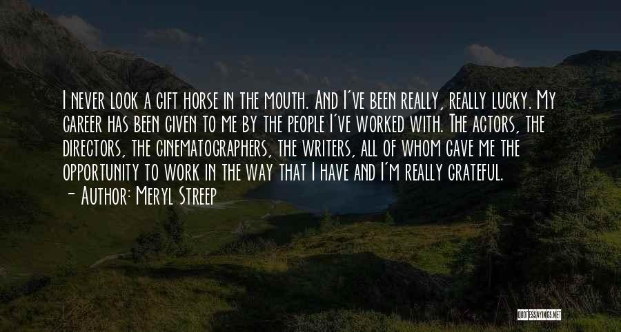 Meryl Streep Quotes: I Never Look A Gift Horse In The Mouth. And I've Been Really, Really Lucky. My Career Has Been Given