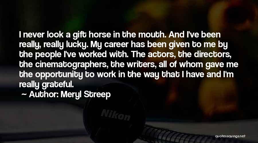 Meryl Streep Quotes: I Never Look A Gift Horse In The Mouth. And I've Been Really, Really Lucky. My Career Has Been Given