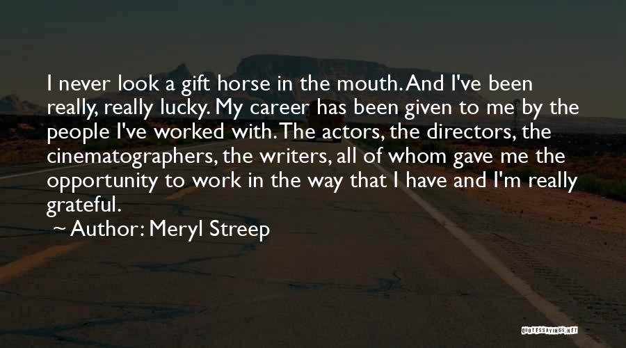 Meryl Streep Quotes: I Never Look A Gift Horse In The Mouth. And I've Been Really, Really Lucky. My Career Has Been Given