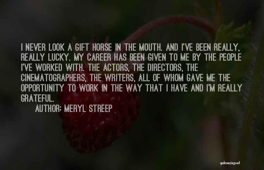 Meryl Streep Quotes: I Never Look A Gift Horse In The Mouth. And I've Been Really, Really Lucky. My Career Has Been Given