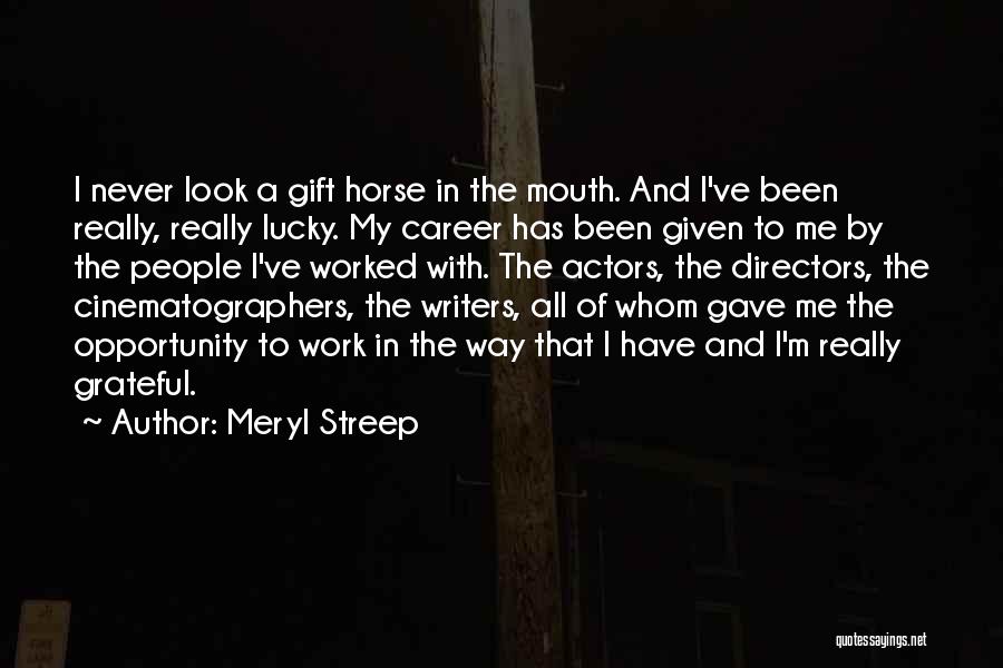 Meryl Streep Quotes: I Never Look A Gift Horse In The Mouth. And I've Been Really, Really Lucky. My Career Has Been Given