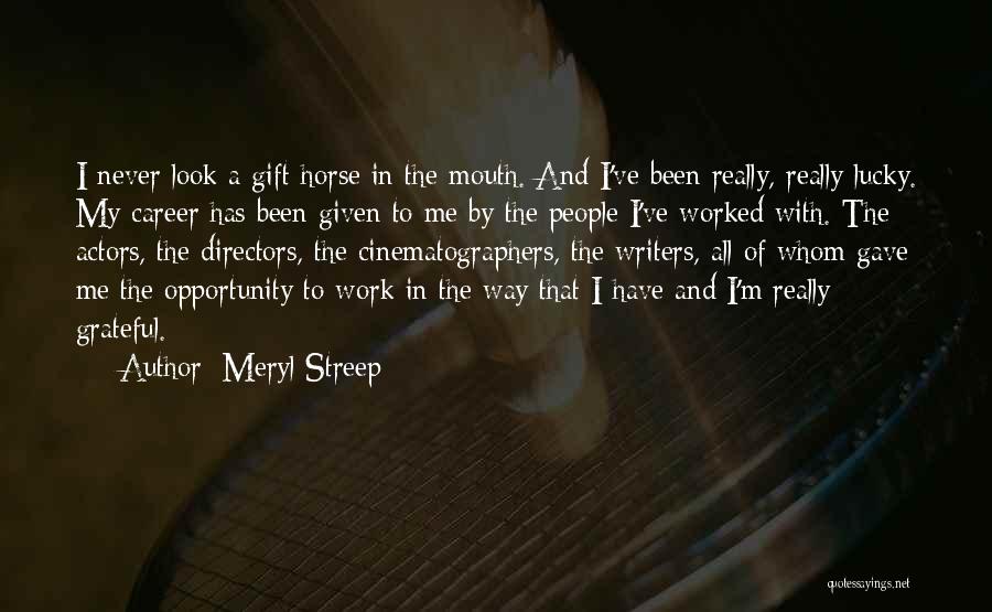 Meryl Streep Quotes: I Never Look A Gift Horse In The Mouth. And I've Been Really, Really Lucky. My Career Has Been Given