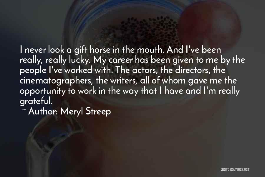 Meryl Streep Quotes: I Never Look A Gift Horse In The Mouth. And I've Been Really, Really Lucky. My Career Has Been Given