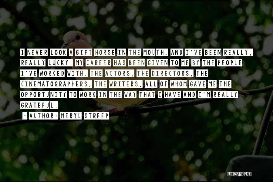 Meryl Streep Quotes: I Never Look A Gift Horse In The Mouth. And I've Been Really, Really Lucky. My Career Has Been Given