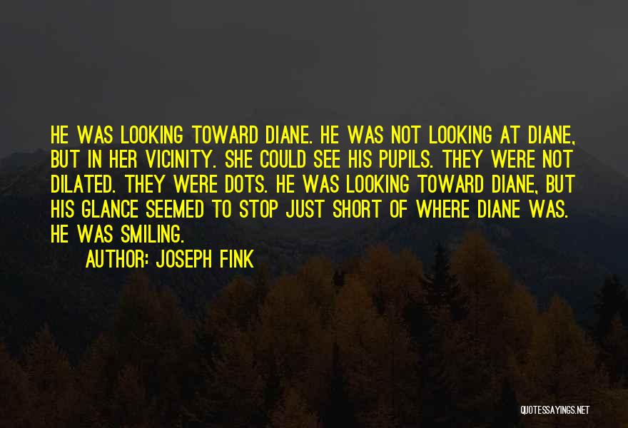 Joseph Fink Quotes: He Was Looking Toward Diane. He Was Not Looking At Diane, But In Her Vicinity. She Could See His Pupils.