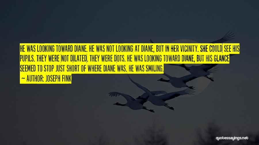 Joseph Fink Quotes: He Was Looking Toward Diane. He Was Not Looking At Diane, But In Her Vicinity. She Could See His Pupils.