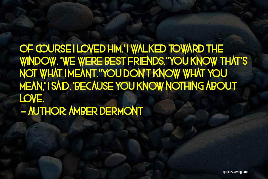 Amber Dermont Quotes: Of Course I Loved Him.' I Walked Toward The Window. 'we Were Best Friends.''you Know That's Not What I Meant.''you