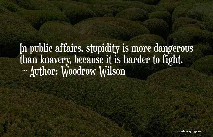 Woodrow Wilson Quotes: In Public Affairs, Stupidity Is More Dangerous Than Knavery, Because It Is Harder To Fight.