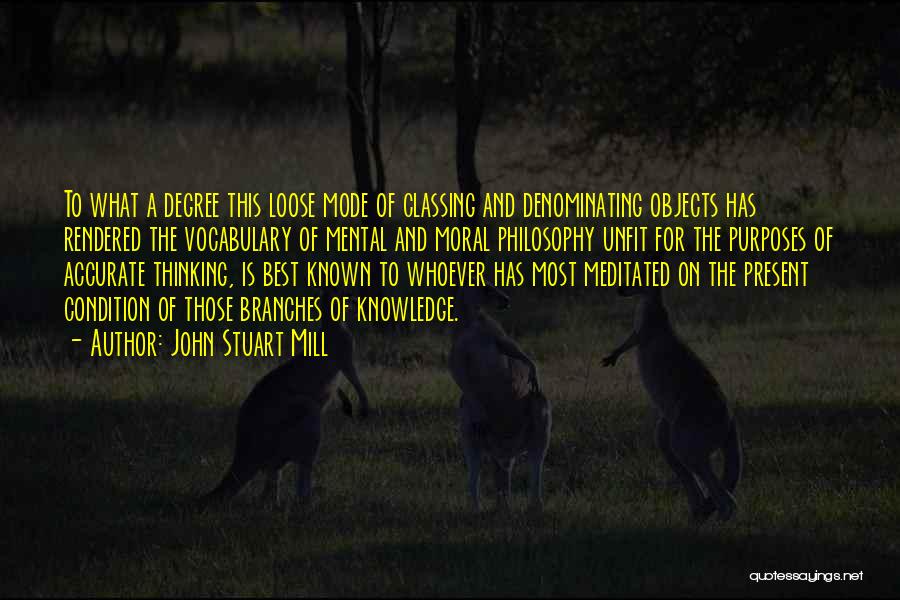 John Stuart Mill Quotes: To What A Degree This Loose Mode Of Classing And Denominating Objects Has Rendered The Vocabulary Of Mental And Moral