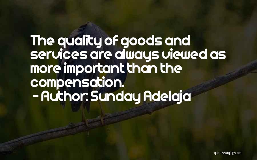 Sunday Adelaja Quotes: The Quality Of Goods And Services Are Always Viewed As More Important Than The Compensation.