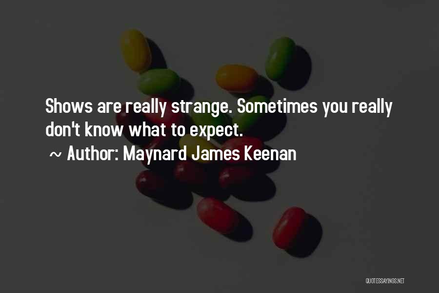 Maynard James Keenan Quotes: Shows Are Really Strange. Sometimes You Really Don't Know What To Expect.