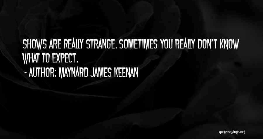 Maynard James Keenan Quotes: Shows Are Really Strange. Sometimes You Really Don't Know What To Expect.