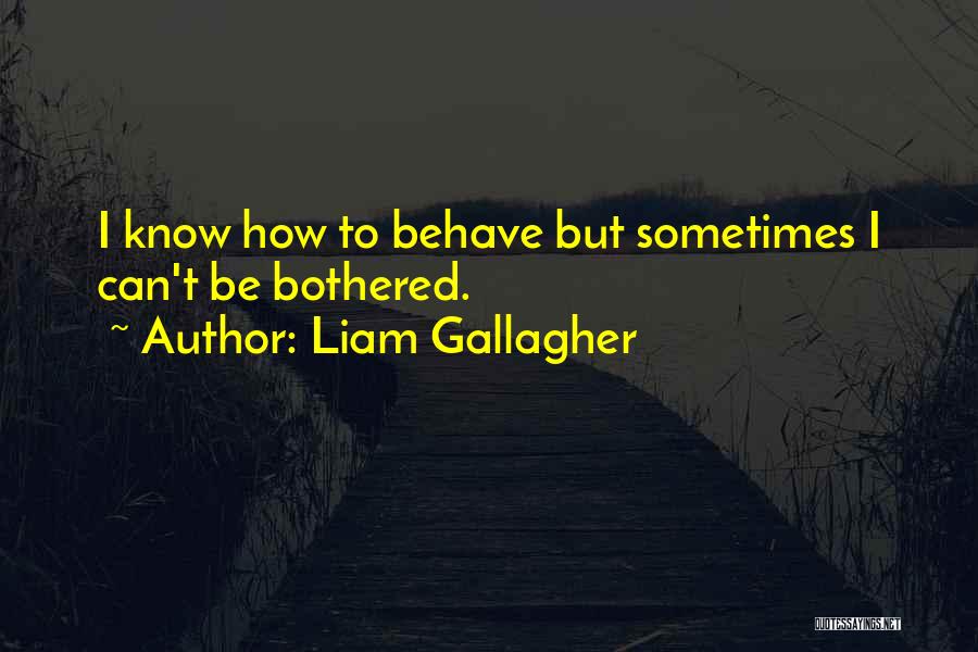 Liam Gallagher Quotes: I Know How To Behave But Sometimes I Can't Be Bothered.