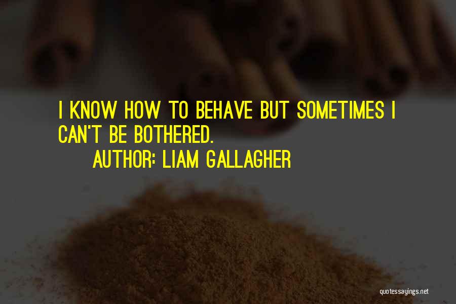 Liam Gallagher Quotes: I Know How To Behave But Sometimes I Can't Be Bothered.