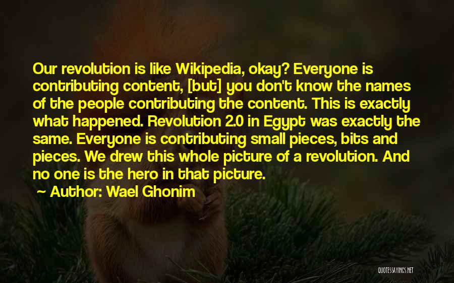 Wael Ghonim Quotes: Our Revolution Is Like Wikipedia, Okay? Everyone Is Contributing Content, [but] You Don't Know The Names Of The People Contributing