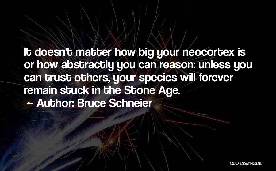 Bruce Schneier Quotes: It Doesn't Matter How Big Your Neocortex Is Or How Abstractly You Can Reason: Unless You Can Trust Others, Your