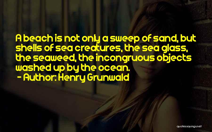 Henry Grunwald Quotes: A Beach Is Not Only A Sweep Of Sand, But Shells Of Sea Creatures, The Sea Glass, The Seaweed, The