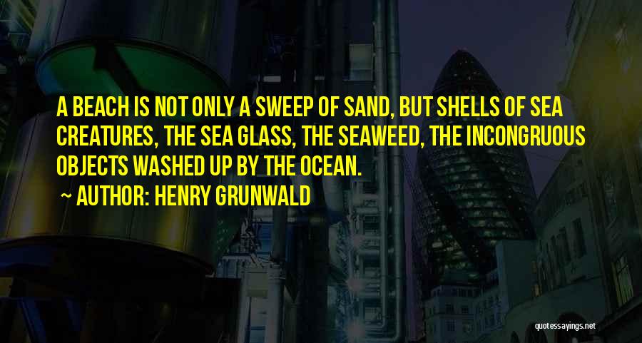 Henry Grunwald Quotes: A Beach Is Not Only A Sweep Of Sand, But Shells Of Sea Creatures, The Sea Glass, The Seaweed, The